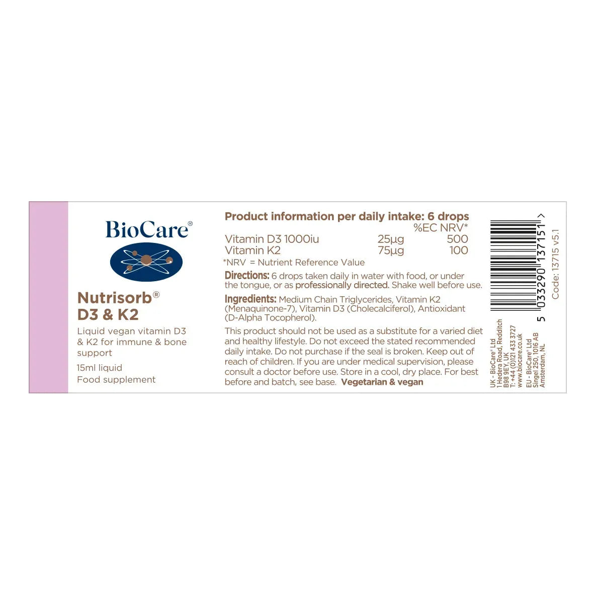 BioCare - Nutrisorb D3 & K2 - GOLDFARMACI