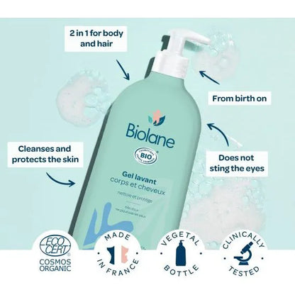 Biolane - Organic Body and Hair Cleansing Gel - GOLDFARMACI