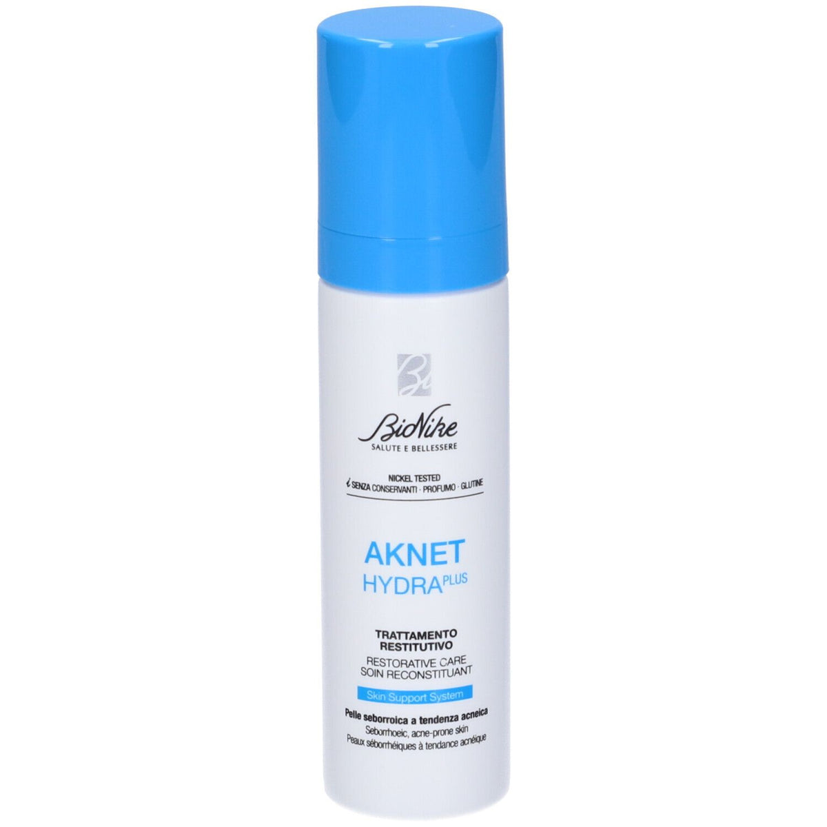 BioNike Aknet Hydra Plus Restorative Care 40 ml, product box and airless bottle