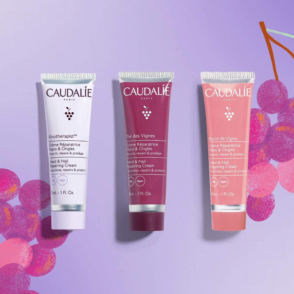 Caudalie Nourishing Hand and Nail Cream Trio — official packshot