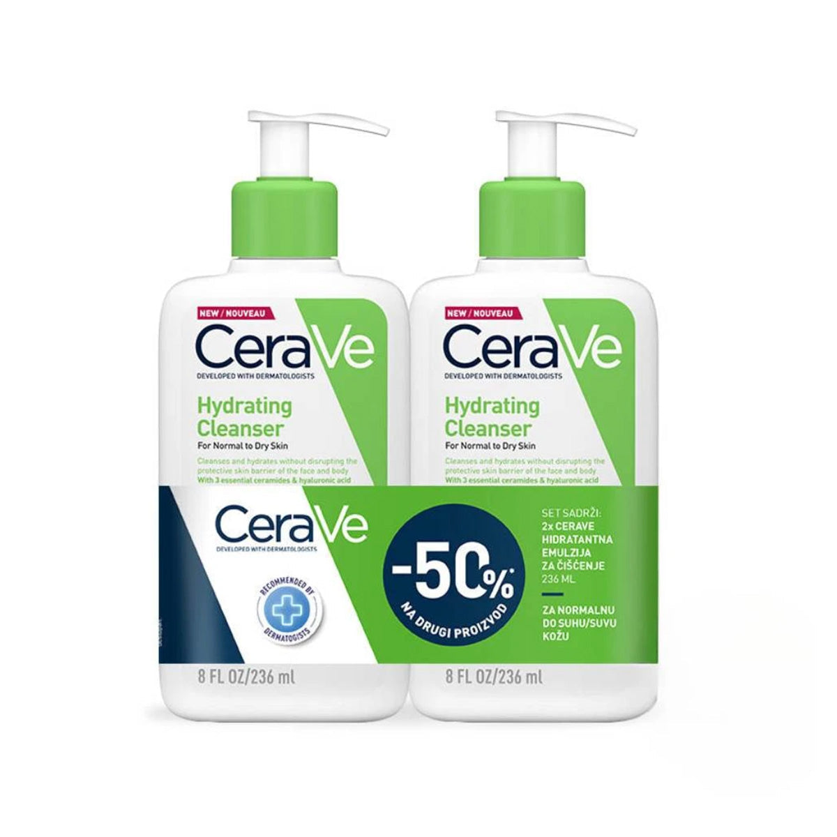 Set CeraVe Hydrating Cleanser Duo, 2 x 236 ml