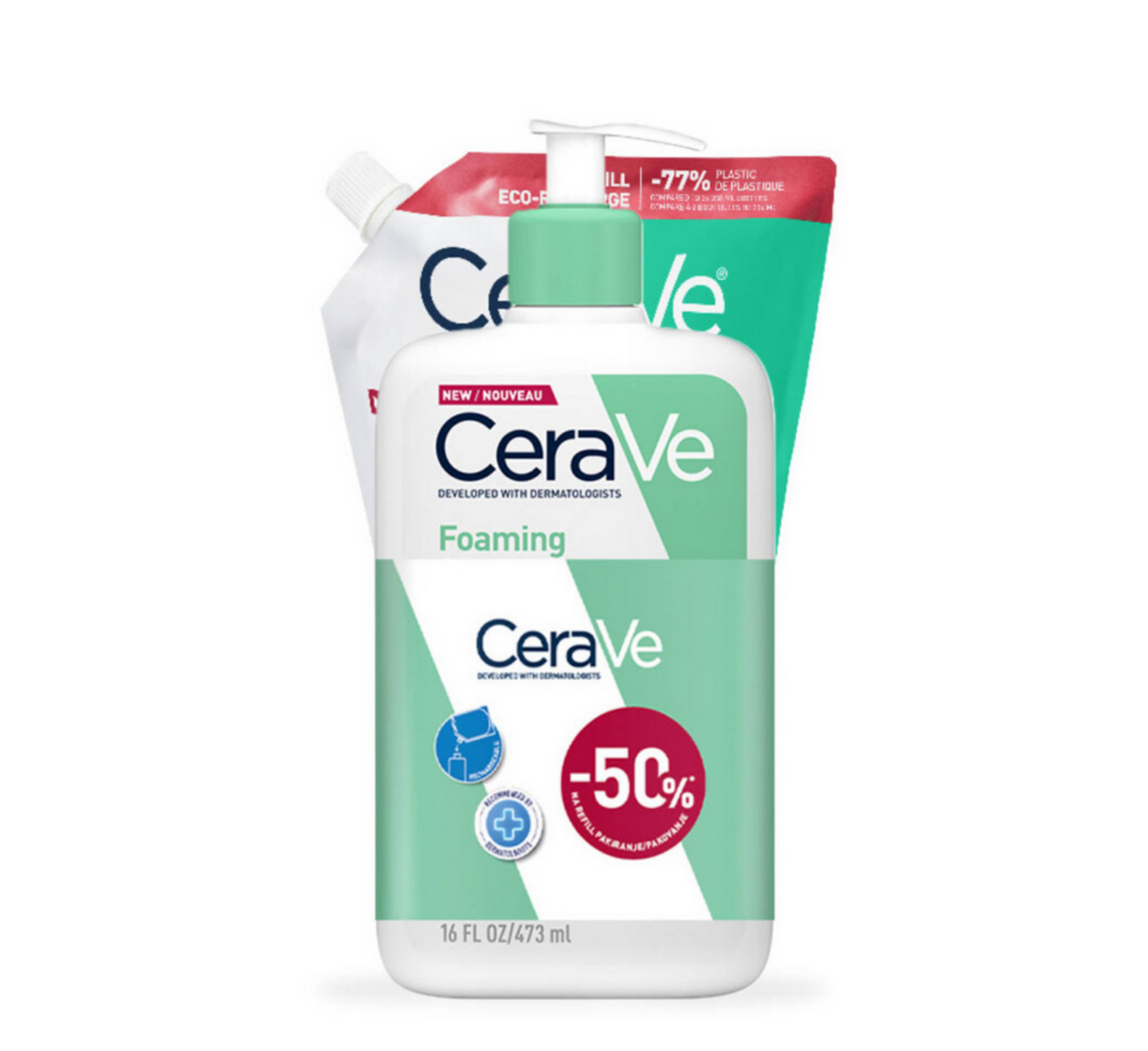 Set CeraVe Foaming Cleanser 473 ml dhe refill pouch 473 ml