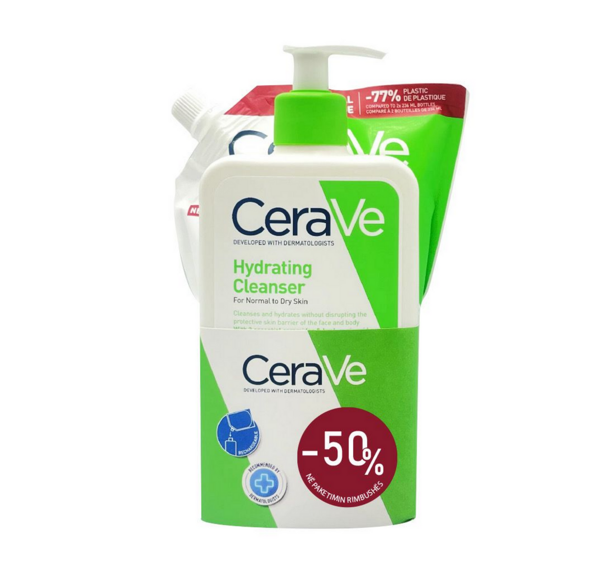 Set CeraVe Hydrating Cleanser 473 ml dhe refill pouch 473 ml