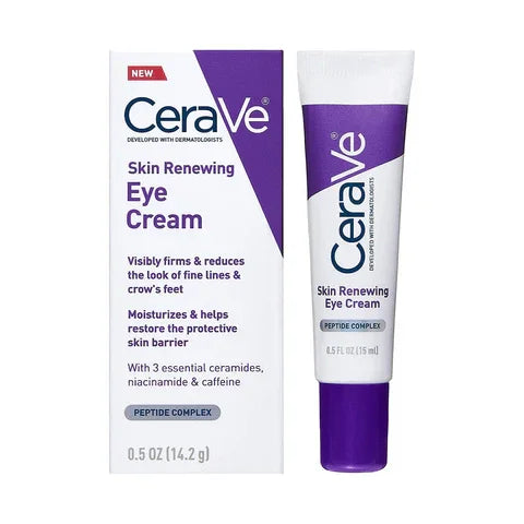 CeraVe Skin Renewing Eye Cream tube and box, dermocosmetic skincare, Goldfarmaci Albania