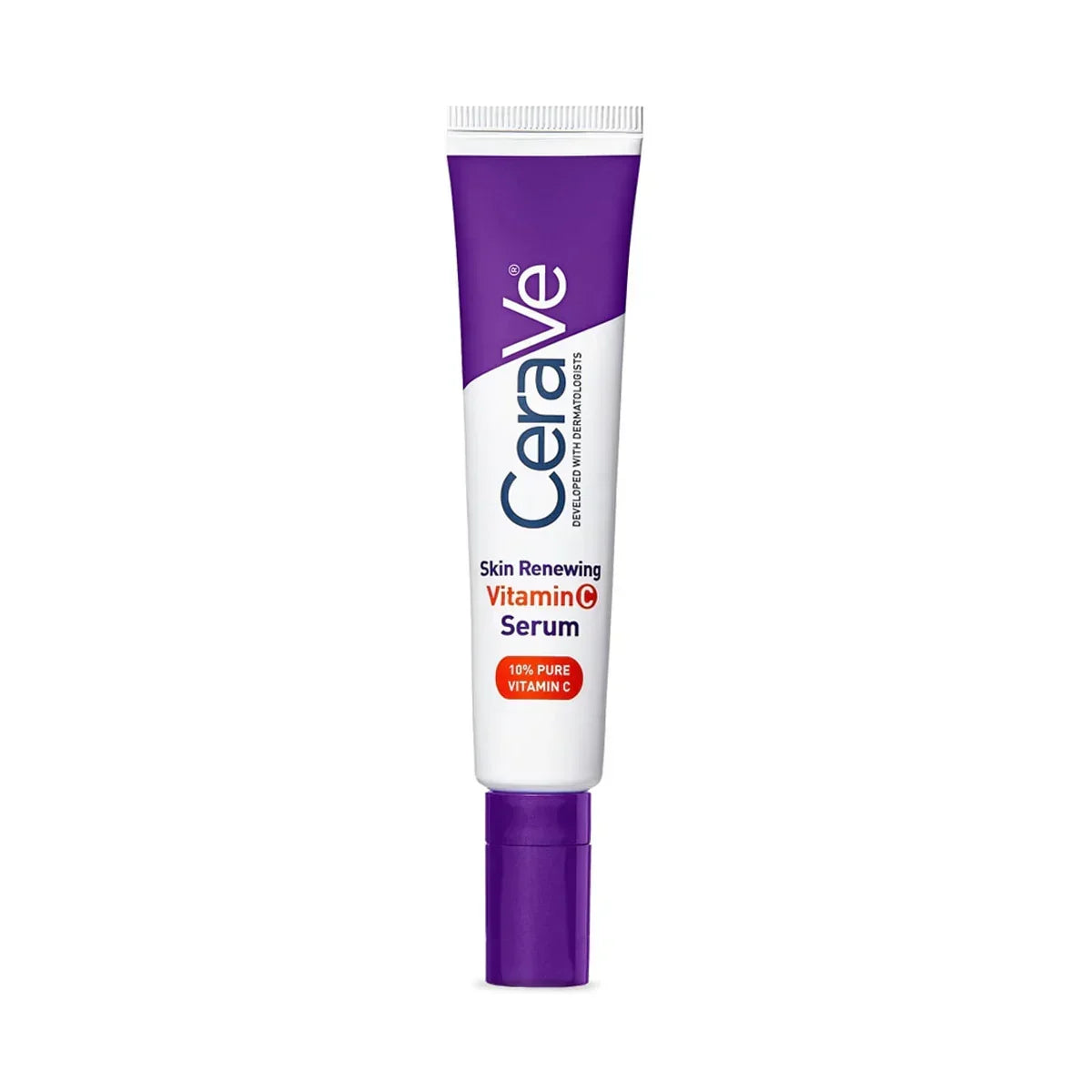 CeraVe Skin Renewing Vitamin C Serum 10% tube on white background, Goldfarmaci skincare product