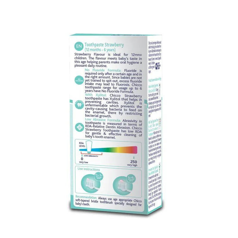 Chicco - Strawberry Toothpaste 12m+ (No Fluoride) - GOLDFARMACI