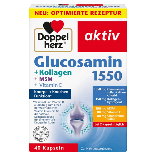 DoppelHerz - Glucosamin 1550 Collagen, 40 Capsules - GOLDFARMACI