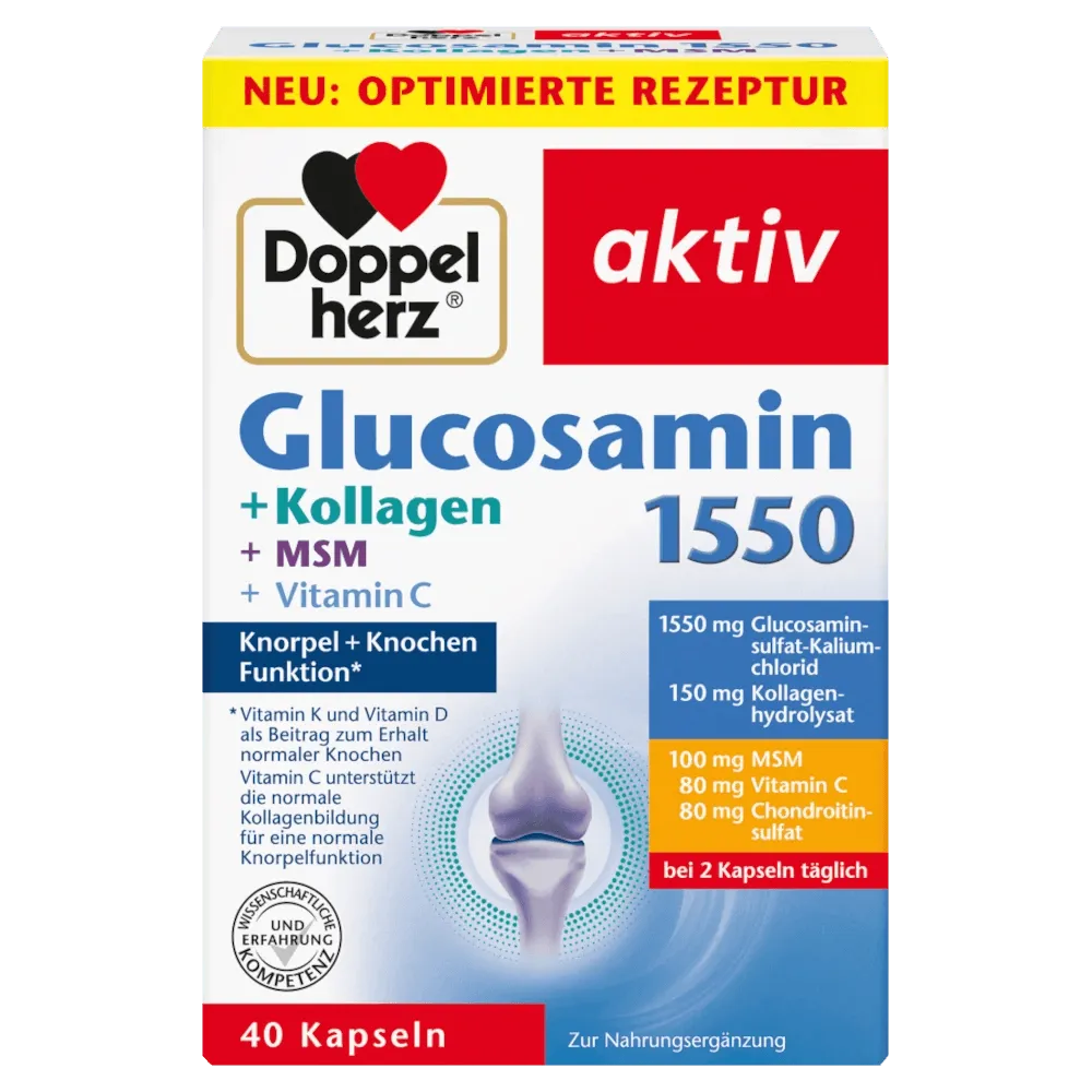 DoppelHerz - Glucosamin 1550 Collagen, 40 Capsules - GOLDFARMACI