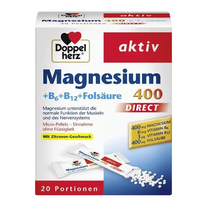 DoppelHerz - Magnesium 400 (+ B1 + B6 + B12 + Folic Acid ) 20 Bustine - GOLDFARMACI