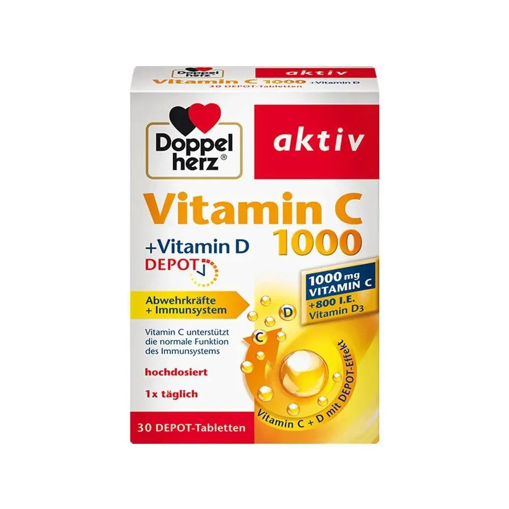 DoppelHerz - Vitamin C 1000 + Vitamin D , 30 Tab - GOLDFARMACI