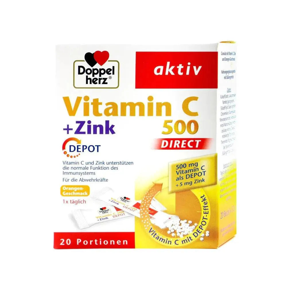 DoppelHerz - Vitamin C 500 + Zinc Direct Depot, 20 Bust - GOLDFARMACI