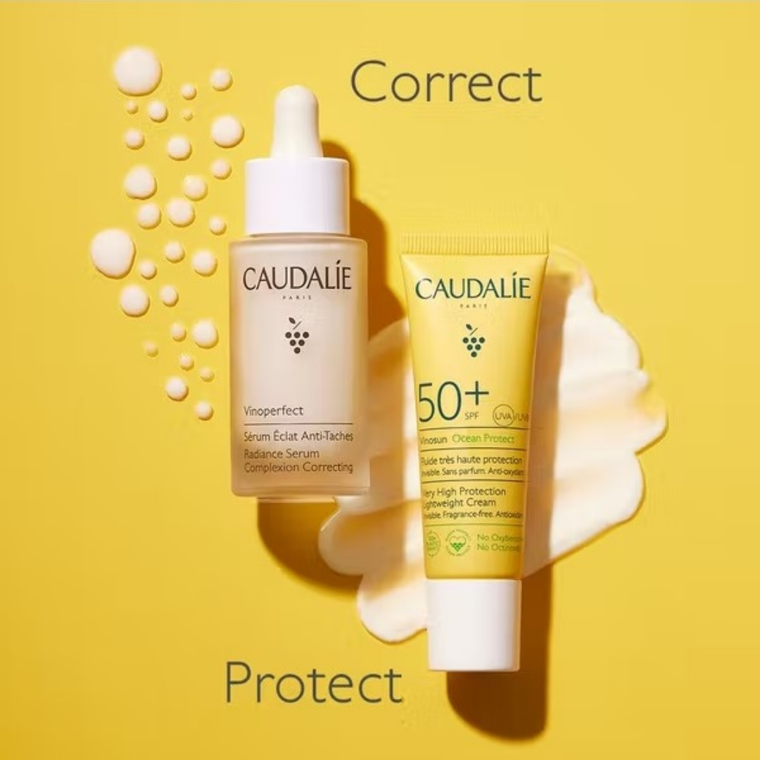 Caudalie - Vinoperfect Serum & Suncare Set – Brightening & High Protection Duo