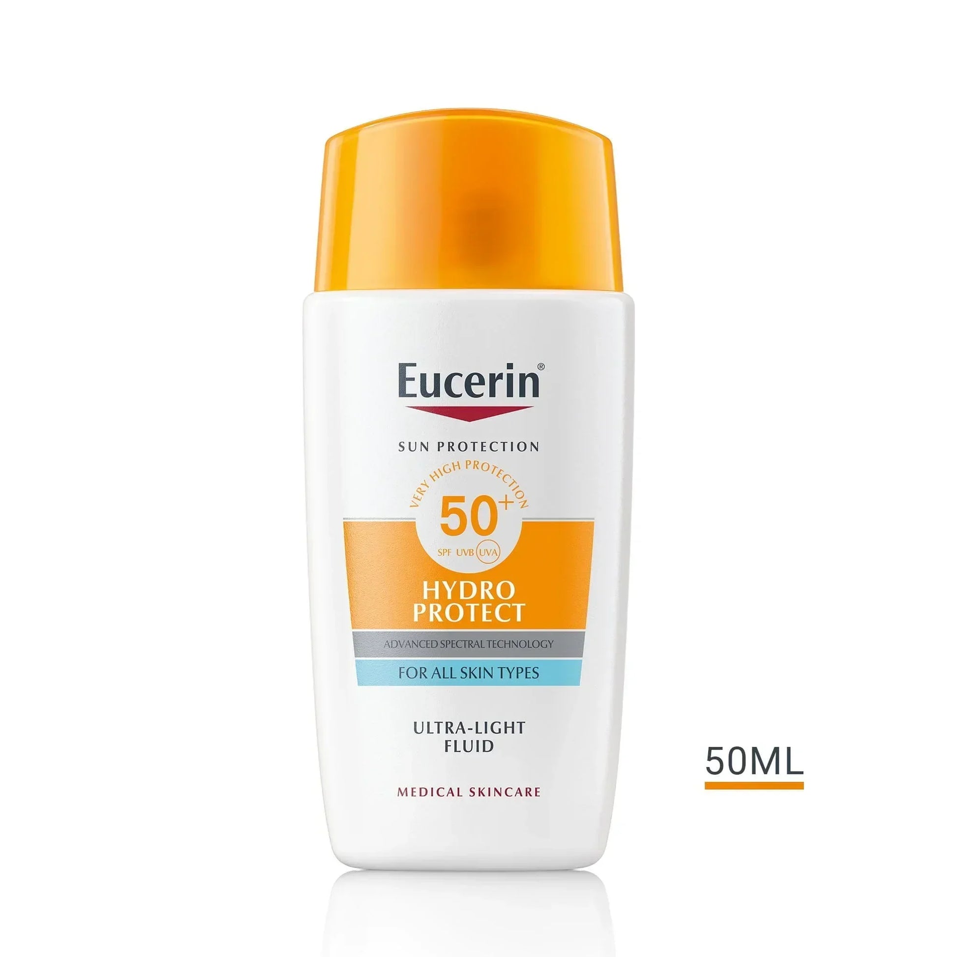 Eucerin Hydro Protect SPF 50+ sun care fluid 50ml packshot from Goldfarmaci Albania