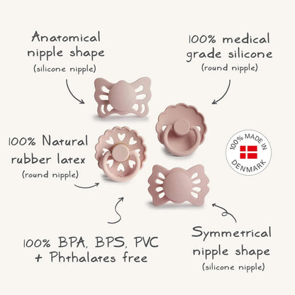 Frigg - Baby’s First pacifier Floral heart (Blush) 0-6 months - GOLDFARMACI