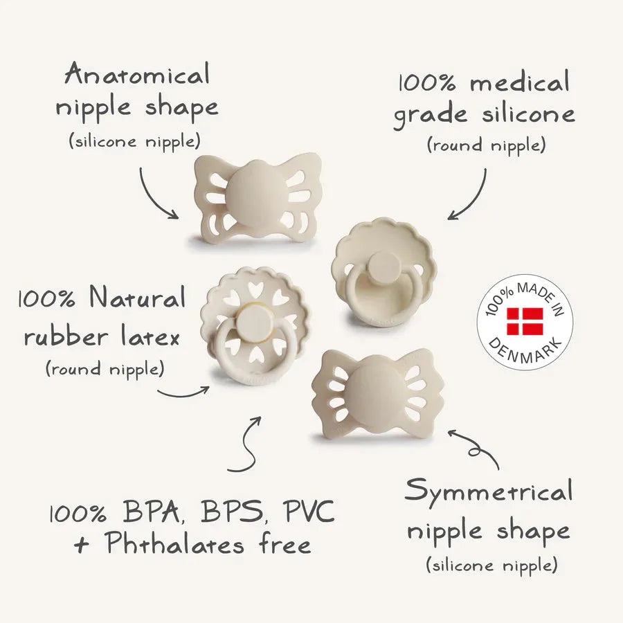 Frigg - Baby’s First pacifier Floral heart (Cream) 0-6 months - GOLDFARMACI