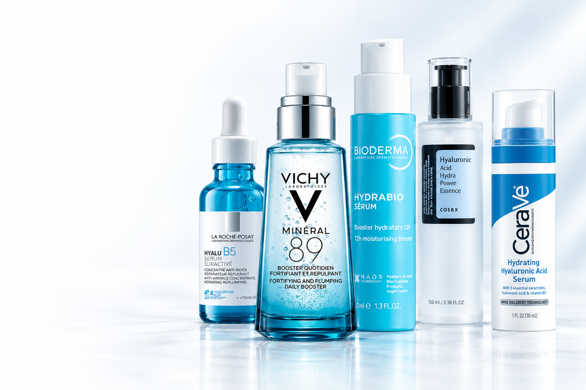 Five selected hydrating serums and essences