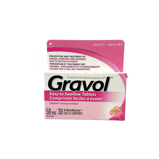 Gravol - Dimenhydrinate 50 mg – 30 Tablets