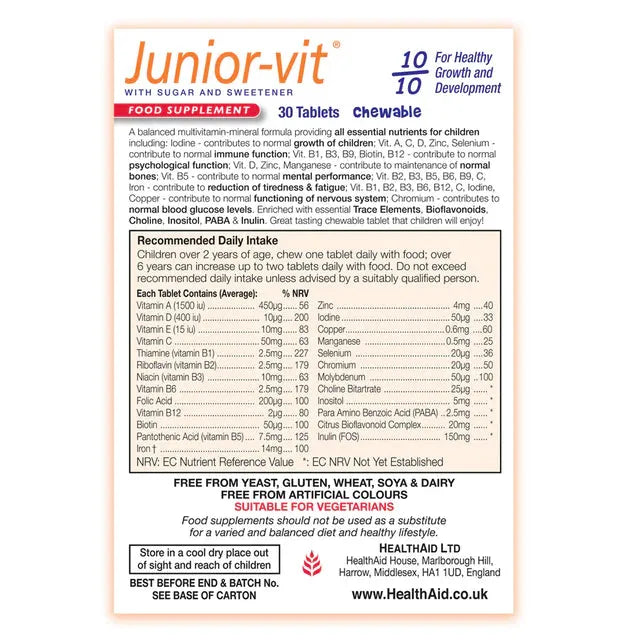Health Aid - Junior-vit Chewable Tablets - GOLDFARMACI