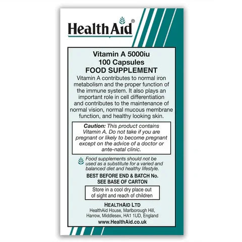 Health Aid - Vitamin A 5000iu - GOLDFARMACI