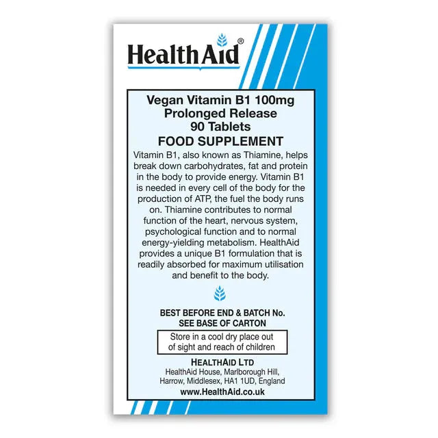 Health Aid - Vitamin B1 100mg (Thiamin) - GOLDFARMACI