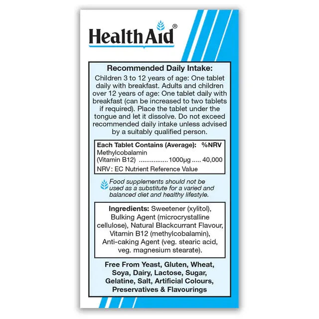 Health Aid - Vitamin B12 (Methylcobalamin) 1000mcg - GOLDFARMACI
