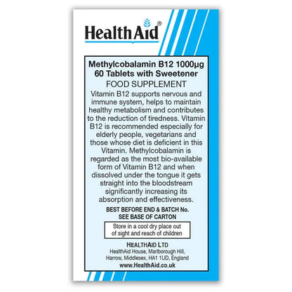 Health Aid - Vitamin B12 (Methylcobalamin) 1000mcg - GOLDFARMACI