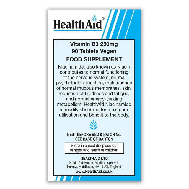 Health Aid - Vitamin B3 250mg (Niacinamide) Tablets) - GOLDFARMACI