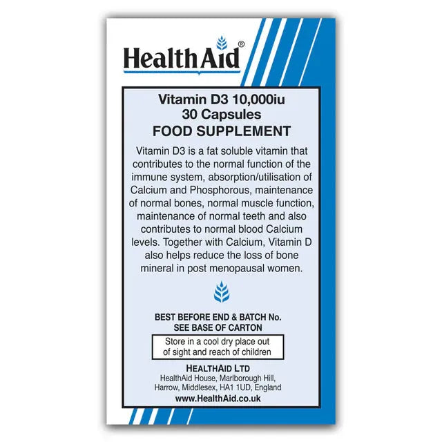 Health Aid - Vitamin D3 10,000IU - GOLDFARMACI