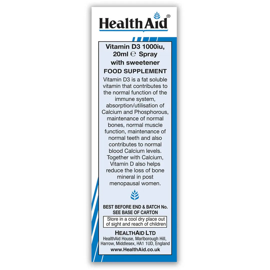 Health Aid - Vitamin D3 1000iu Oral Spray - GOLDFARMACI