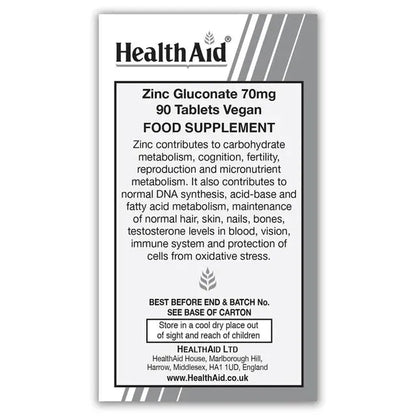 Health Aid - Zinc Gluconate 70mg - GOLDFARMACI