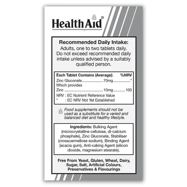 Health Aid - Zinc Gluconate 70mg - GOLDFARMACI