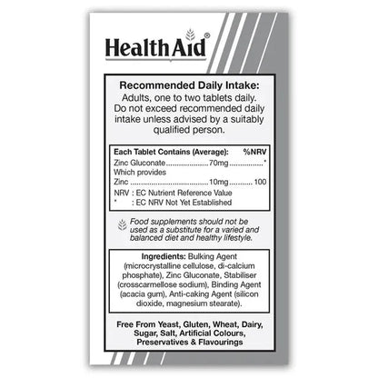 Health Aid - Zinc Gluconate 70mg - GOLDFARMACI