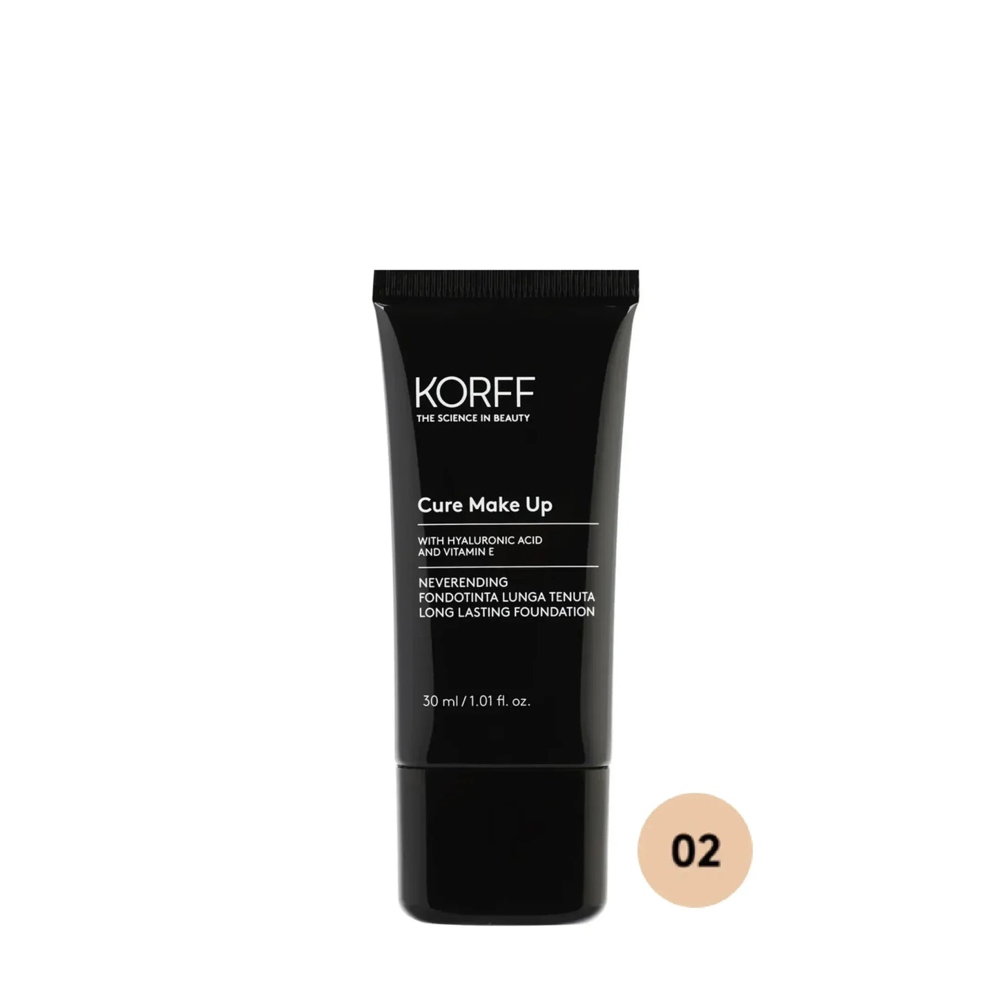 Korff Neverending long lasting foundation tube shade 02, dermocosmetic at Goldfarmaci