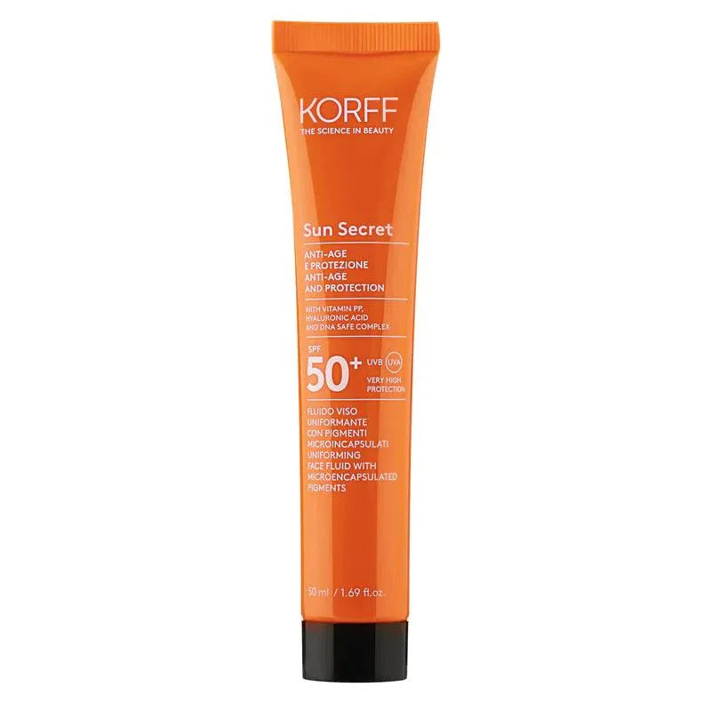 Korff - Sun Secret Uniforming Face Fluid With Microencapsulated Pigments SPF 50+ - GOLDFARMACI