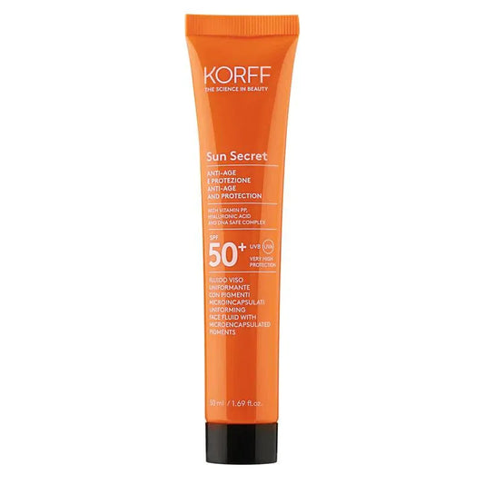 Korff - Sun Secret Uniforming Face Fluid With Microencapsulated Pigments SPF 50+ - GOLDFARMACI