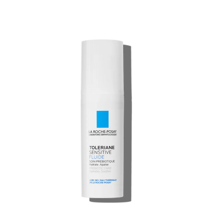 La Roche-Posay Toleriane Sensitive Fluide skincare bottle on white, sold by Goldfarmaci