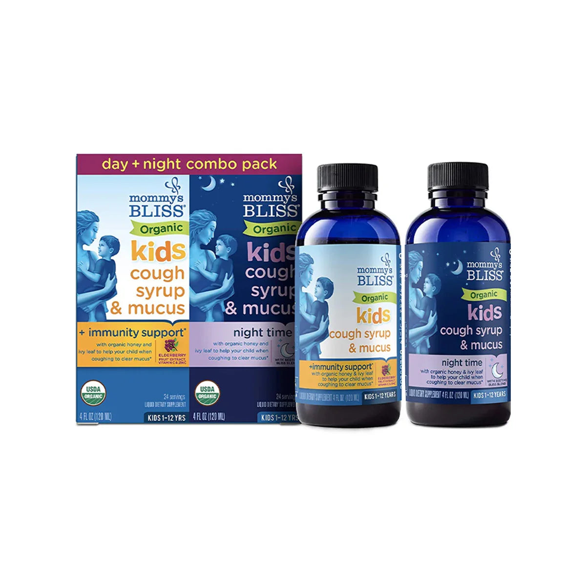 Mommy's Bliss - Kids Cough Syrup Day + Night Combo Pack - GOLDFARMACI