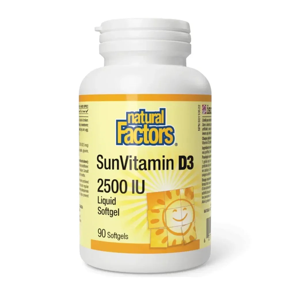 Natural Factors SunVitamin D3 2500 IU supplement bottle from Goldfarmaci Albania