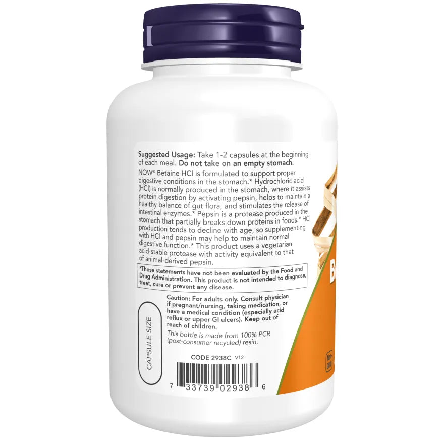 Now - Betaine HCl 648 mg - GOLDFARMACI