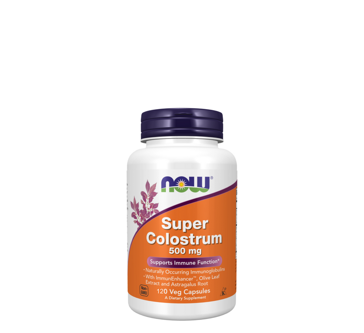 NOW Colostrum 500 mg, 120 vegetable capsules