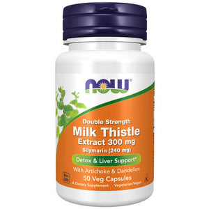 NOW Milk Thistle Extract Double Strength 300 mg 50 Veg Capsules - GoldFarmaci