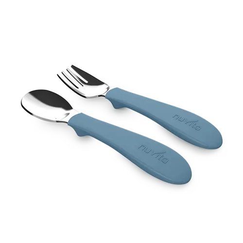 Nuvita - Children's cutlery set in steel and silicone handle - KiddieKit 8472 - GOLDFARMACI