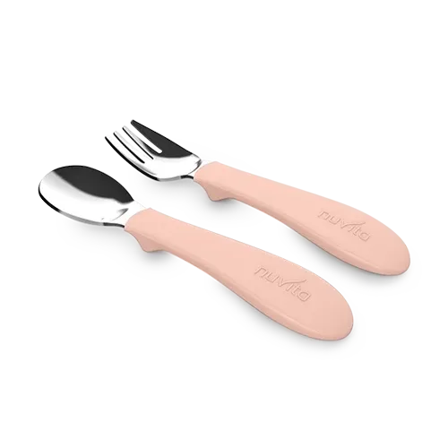 Nuvita - Children's cutlery set in steel and silicone handle - KiddieKit 8472 - GOLDFARMACI