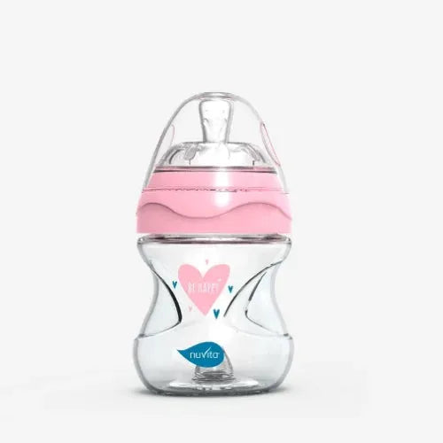 Nuvita - Materno Feel Glass Anti-Colic Baby Bottle (Pink) - GOLDFARMACI