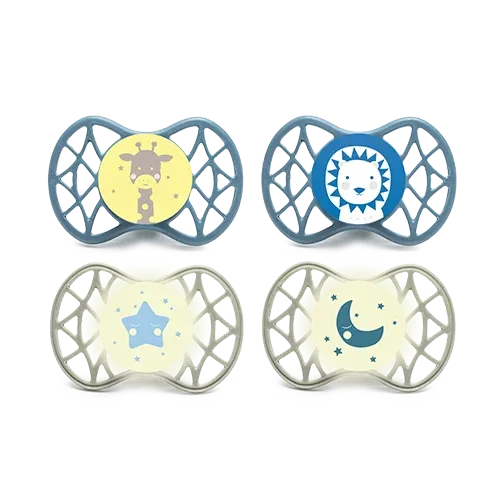 Nuvita - Set of 4 Pacifiers With Symmetrical Teat 0m+ (Boys) - GOLDFARMACI