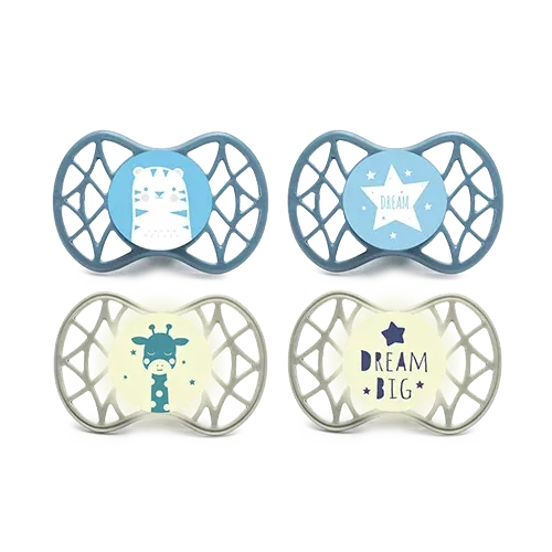 Nuvita - Set of 4 Pacifiers With Symmetrical Teat 0m+ (Boys) - GOLDFARMACI
