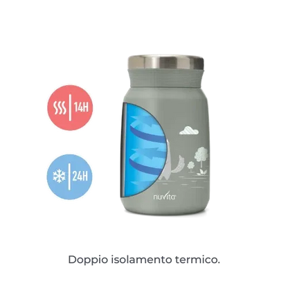 Nuvita - Stainless steel thermal container for liquid and solid food - 4471/ 4472 - GOLDFARMACI