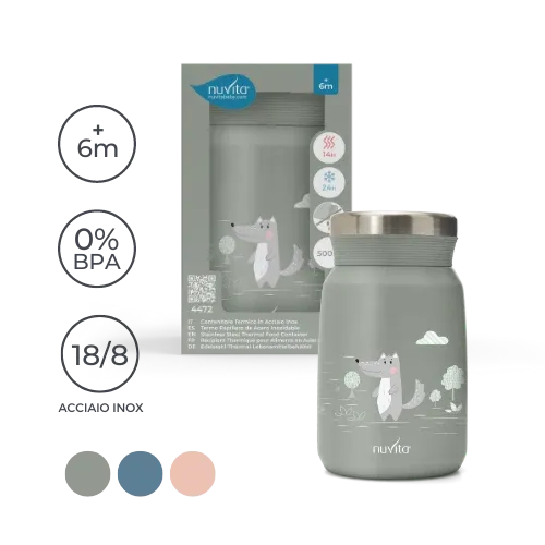 Nuvita - Stainless steel thermal container for liquid and solid food - 4471/ 4472 - GOLDFARMACI
