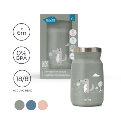 Nuvita - Stainless steel thermal container for liquid and solid food - 4471/ 4472 - GOLDFARMACI
