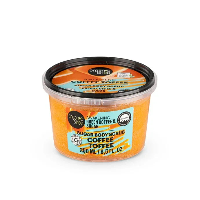 Organic Shop Sugar Body Scrub Coffee Toffee with green coffee and sugar, 250ml, GOLDFARMACI